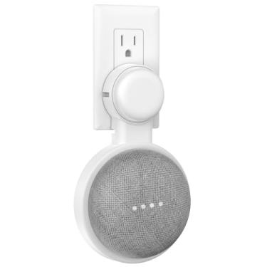 Imagem de HomeMount Suporte de parede para Google Home Mini ou Google Nest Mini (2ª geração), acessórios para tomada com economia de espaço, para Google Mini Voice Assistant (branco) (branco)