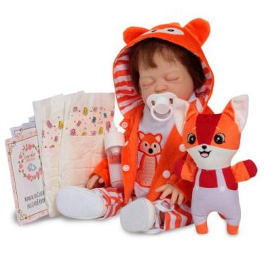 Imagem de Bebe Reborn Realista Menino Olho Fechado Cabelo Fio a Fio - Cegonha Re