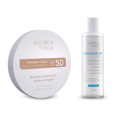 Imagem de Pó Multiprotetor Matificante FPS 50 Médio 12 g + Água Micelar 200 ml – Proteção Solar e Limpeza Profunda