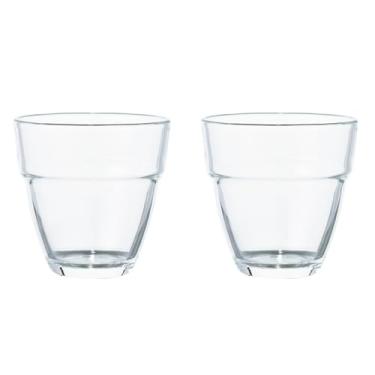 Imagem de HARIO HSG-1624 Copos empilháveis resistentes ao calor, conjunto de 2, vidro resistente ao calor, empilhável, seguro para micro-ondas e lava-louças, xícara de chá, feito no Japão
