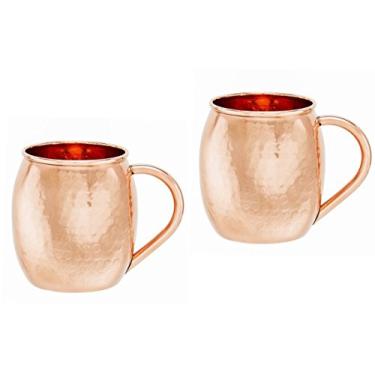Imagem de Caneca de cobre sólido martelado Moscow Mule, 473 ml, conjunto de 2