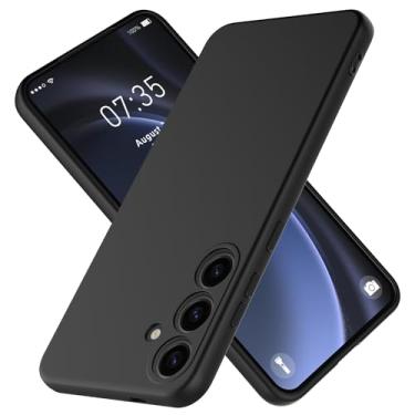 Imagem de Hongxinyu Capa projetada para Samsung Galaxy S24 Plus, capa de telefone fina de borracha de silicone líquida à prova de choque macia antiarranhões forro de microfibra capa protetora (preto)