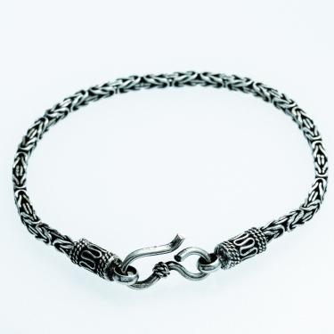 Imagem de Pulseira Masculina Bali Prata 925 Ponto Peruano Quadrado - 20,5cm