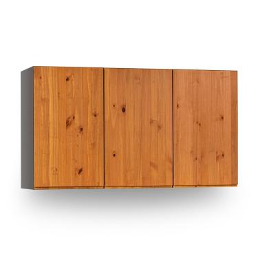 Imagem de Armário Aéreo 120Cm 3 Portas Madeira Maciça/Mdf Island Artemobili Preto/Garapa