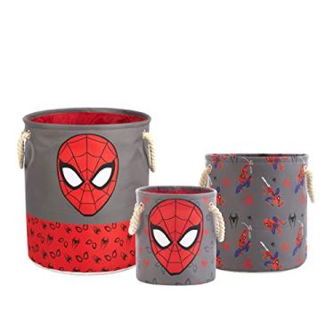 Imagem de Marvel Spiderman 3 Piece Multi Size Fabric Nestable Toy Storage Basket Set, with Rope Carry Handles