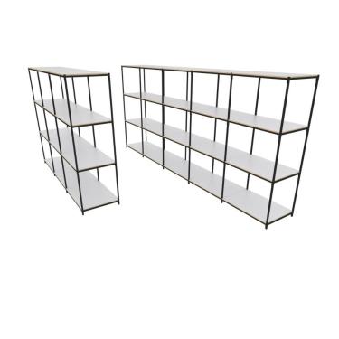 Imagem de Praleira De Aço Reforçada Mini Porta Pallet 200x60x90 Estante Estoque Bandeja Branca Módulos Conjugados 3 + 5