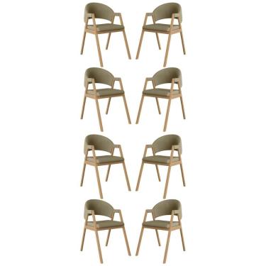 Imagem de Kit 8 Cadeiras Para Mesa De Jantar Moderna Linho Balaqui Bege