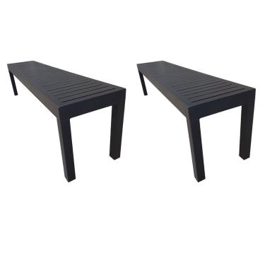 Imagem de Kit 2 Bancos Ripados Em Alumínio 1.20m Preto