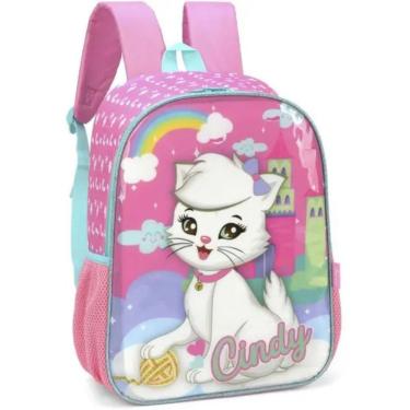 Imagem de Mochila Costas Cindy Gatinha Infantil Escolar Rosa Luxcel