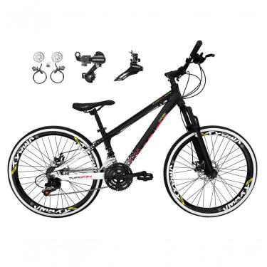 Imagem de Bicicleta Aro 26 Vikingx Tuff X44 Preto/branco 21v Câmbios Shimano Tz Freios Hidráulicos Aros Vmaxx Pretos