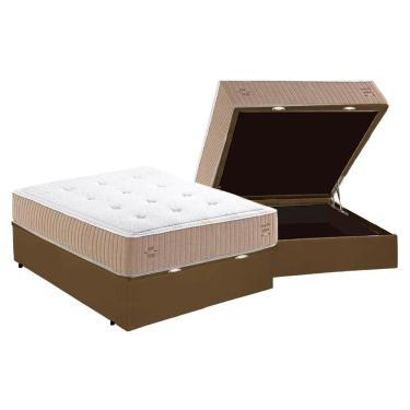 Imagem de Cama Box Baú Casal Com Colchão Herval C1631 Molas Maxspring 138x188x75cm Ms Suede Marrom