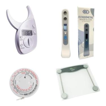 Imagem de Kit Balança Digital + Medidor De Altura + Adipometro + Trena - G-TECH