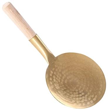 Imagem de Colher Plana De Cobre Para Tofu, Espátula Japonesa Arroz, Madeira, Concha Desnatamento Óleo, Utensílio Antiaderente Servir Alimentos, 10 Cm
