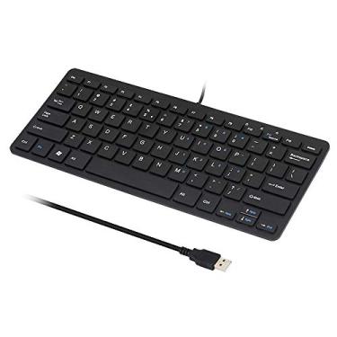 Imagem de I Focus Teclado fino com fio com teclas de atalho – Mini teclado USB 78 teclas para PC, laptop, Windows (preto)