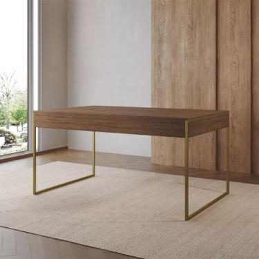 Imagem de Mesa Industrial Caixote Filadélfia Tampo 120x75 Amêndoa Base Ferro Dou
