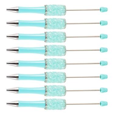 Imagem de Spritewelry Canetas de strass com contas de cristal brilhante, 10 peças, caneta esferográfica de diamante extravagante de plástico faça você mesmo para decoração de escritório, escola, ciano