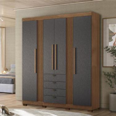 Imagem de Guarda Roupa Aurora 4 Portas 4 Gavetas com Pés Mdp - Santos Andirá