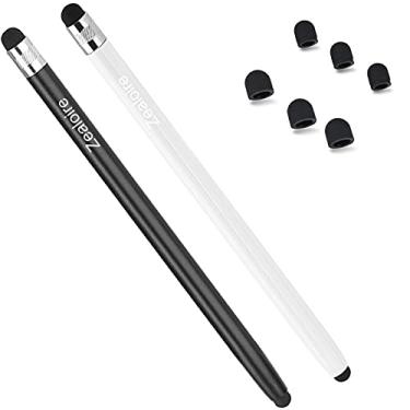 Imagem de Zealoire Canetas Stylus para telas sensíveis ao toque (2 peças), caneta capacitiva de sensibilidade 2 em 1, caneta sensível ao toque com 6 pontas extras substituíveis para iPad, iPhone, tablets, Samsung, Galaxy, todos os dispositivos touch universais