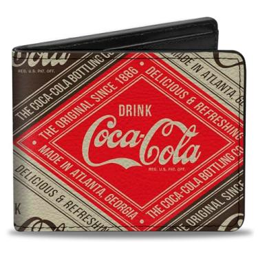 Imagem de Carteira Coca-Cola, Bifold, Drink Coca-Cola Deliciosa e Blocos Refrescantes Vermelho/Marrom/Branco, Couro Vegano
