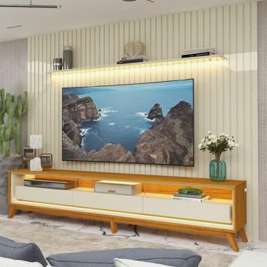 Imagem de Rack Com Painel Para Tv Até 90 Polegadas Led 3 Gavetas Com Pé