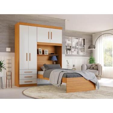 Imagem de Guarda- Roupa Solteiro C/Cama Solteiro 4 Portas 3 Gv- Batrol, Freijo/O