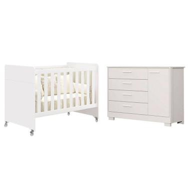 Imagem de Berço Americano Evolution 4 em 1 e Cômoda Zaki Branco Acetinado - Reller