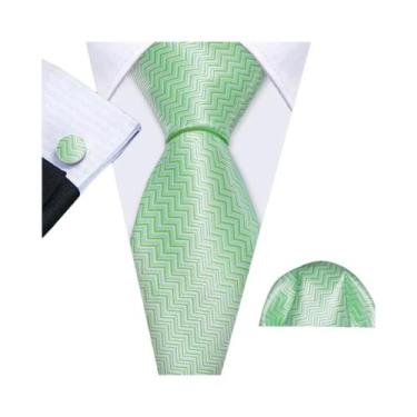 Imagem de Conjunto de Gravata e Abutões Masculinos - Verde Menta, Cerceta, Oliva