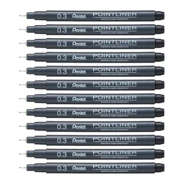 Imagem de Pentel Caneta de desenho Art Pointliner, 0,3 mm, tinta preta, caixa com 12 canetas (S20P-3A)