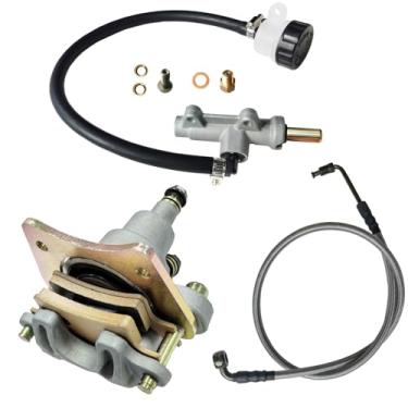 Imagem de Vanlison Pinça de freio traseiro, cilindro mestre e mangueira de freio de substituição direta compatível com Polaris Sportsman 600 700 800 2002-2006 OEM # 1910690 1910301 1910790 1910766 2202709