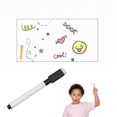 Imagem de Papel de Parede Adesivo PVC Quadro Branco Com Marcador Escrever Rabisc