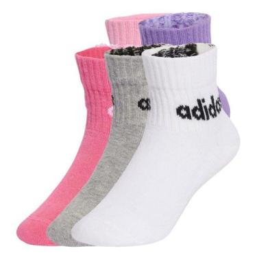 Imagem de Kit Meia Infantil Adidas Cano Médio Com 5 Pares, Rosa, 26/28