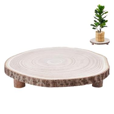 Imagem de UNICRAFTALE Suporte de bolo de madeira redondo de 30 a 33 cm, pedestal de madeira, pedestal de madeira, com pernas, suporte rústico para bolo de madeira, para casamento, festa de aniversário, evento