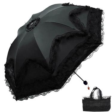 Imagem de Guarda-sol vintage de renda gótico lolita proteção solar UV bruxa cosplay sessão de fotos adereços decoração de festa, Preto 2, Medium, Clássico