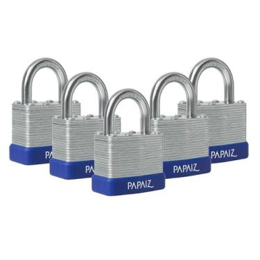 Imagem de Kit com 5 papaiz cadeado de aço laminado com chaves 40mm - 000276