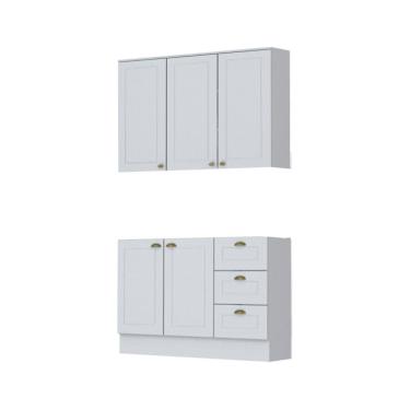 Imagem de Cozinha Modulada 2 Peças 5 Portas 3 Gavetas Com Tampo Henn Americana