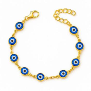 Imagem de Pulseira Olho Grego Banhada Ouro 18k 19cm Tornozeleira Luxo - Alpha Gr