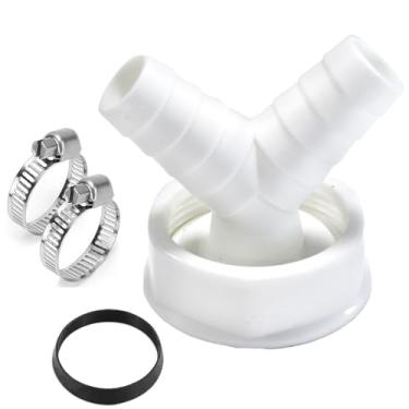 Imagem de Adaptador de mangueira de drenagem para lava-louças de 3,5 cm com kit de clipes, kit de conector de tubo, clipes de tubo, adaptador de pia para máquina de lavar roupa