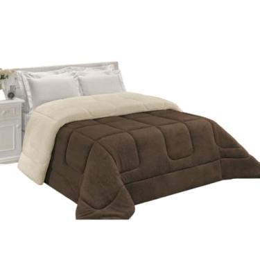 Imagem de Cobertor Queen Dupla Face - Sherpa Aveludado + Pele de Carneiro Peludo - Casal Premium (Marrom)