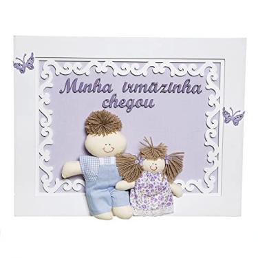 Imagem de Potinho de Mel Quadro Arabesco Menino Com Irmãzinha Quarto Bebê Infantil Menina Menino Rosa