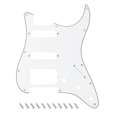 Imagem de Banworks 3 Ply Strat HSS Pickguard 11 furos para guitarra elétrica Pickguard SSH placa de risco para para-lama EUA/México estilo moderno padrão Stratocaster ST JT/HB-02 branco
