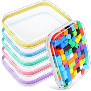 Imagem de Sanwuta 6 peças de estojo rígido transparente com zíper para lápis, bolsas de plástico rígido com zíper, bolsa de maquiagem, estojos transparentes para lanches, caixa organizadora de armazenamento de