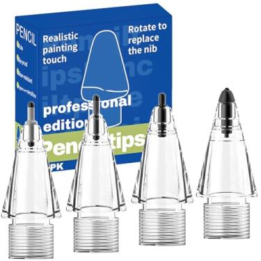 Imagem de Fofvccv Dicas de substituição para Apple Pencil, ponta de iPencil Mix atualizada para iPad Pro/USB-C/1ª geração/2ª geração, pontas de lápis de agulha com capa - Pacote com 4 transparentes