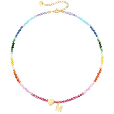 Imagem de Treasure Bender Colares de contas com inicial para mulheres, meninas, crianças, delicados, com contas e letras iniciais, presentes para meninas adolescentes, roupas modernas, verão, praia, joias