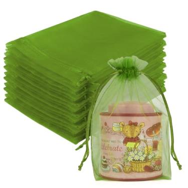 Imagem de Crweety 50 sacos de organza 12 x 18 cm, pequenos sacos de presente de malha transparente com cordão, bolsa de embalagem de sachê, bolsa de joias para Natal, lembrancinhas de festa, doces, casamento
