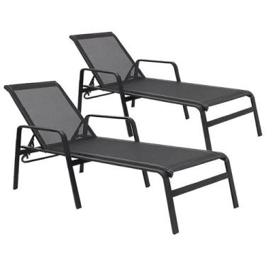 Imagem de Kit 2 Espreguiçadeiras Lótus Premium Encosto Regulável 5 Posições em A