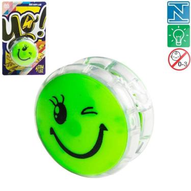 Imagem de Ioiô de Plástico 5cm com LUZ Emoticons Color - Tudo em Caixa
