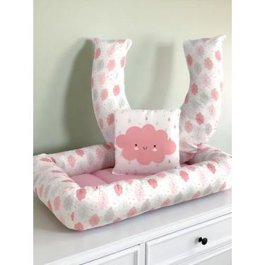 Imagem de Kit Ninho Redutor + Almofada Amamentação Chuvinha Rosa - Carinha de An