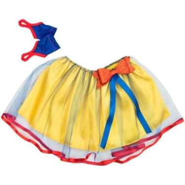 Imagem de Fantasia de Bailarina Infantil Tutu e Luvas Branca de Neve Carnaval - 