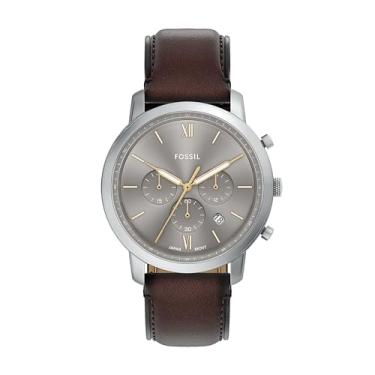 Imagem de Fossil Relógio masculino de couro marrom com cronógrafo Neutra (modelo: FS6129)