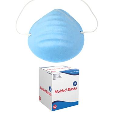 Imagem de Dynarex Máscara Facial Moldada, Sem Fibra De Vidro, Respirável, Bordas Suaves E Alargadas, Adapta-Se Aos Contornos Faciais, Cobre Boca Nariz, Ajustável, Azul, 1 Caixa Com 50 Máscaras